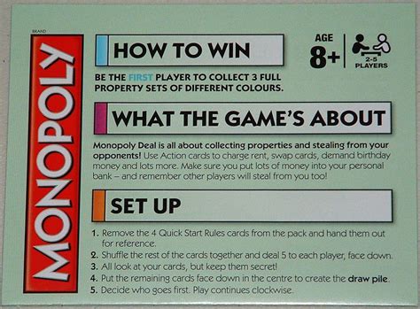 monopoly deal cards rules|monopoly deal rules printable.